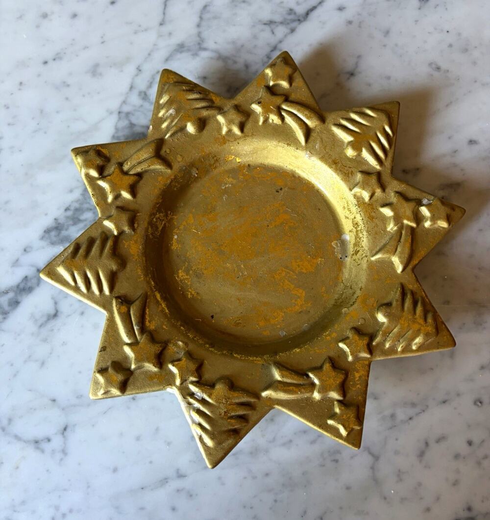 Gold Ceramic Sun Celestial Candle Holder Trinket Dish Decorative Star Tree Theme